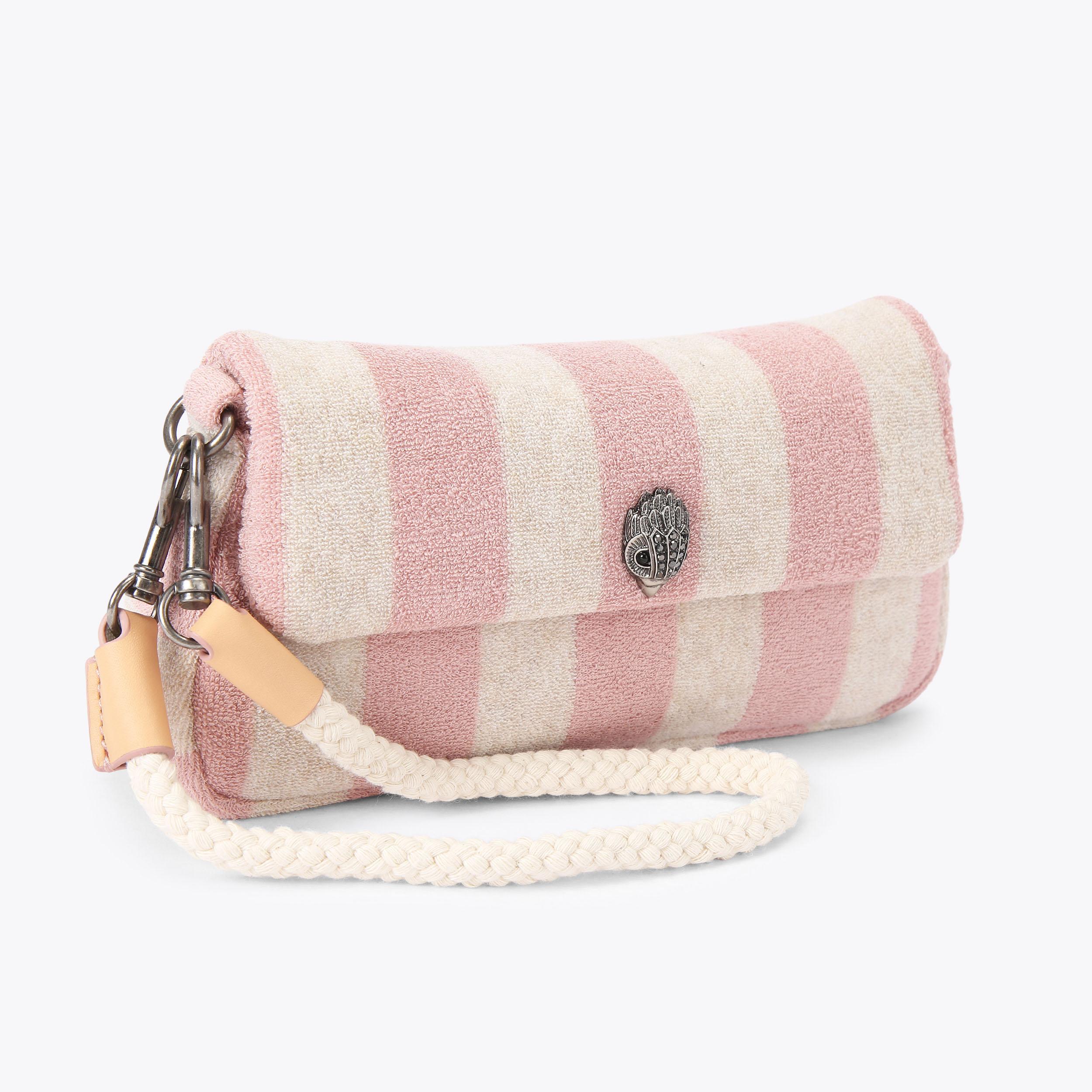 KC PICKLE SHOULDER BAG Pink Striped Shoulder Bag by Kurt Geiger London