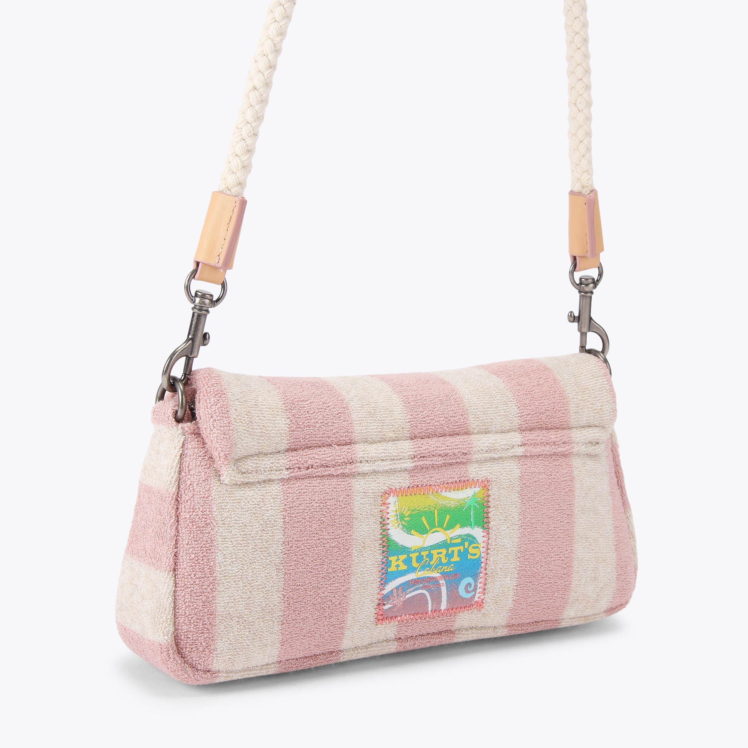 KC PICKLE SHOULDER BAG Pink Striped Shoulder Bag by Kurt Geiger London