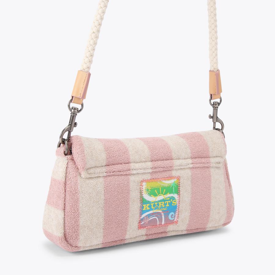 KC PICKLE SHOULDER BAG Pink Striped Shoulder Bag by Kurt Geiger London