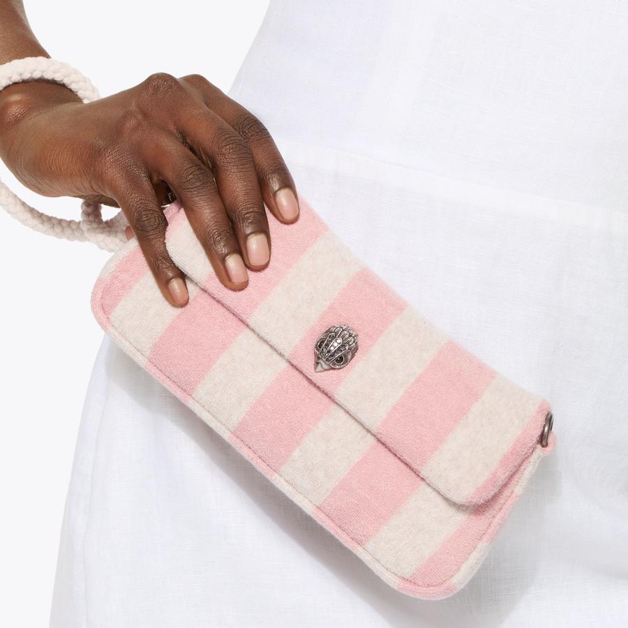 KC PICKLE SHOULDER BAG Pink Striped Shoulder Bag by Kurt Geiger London