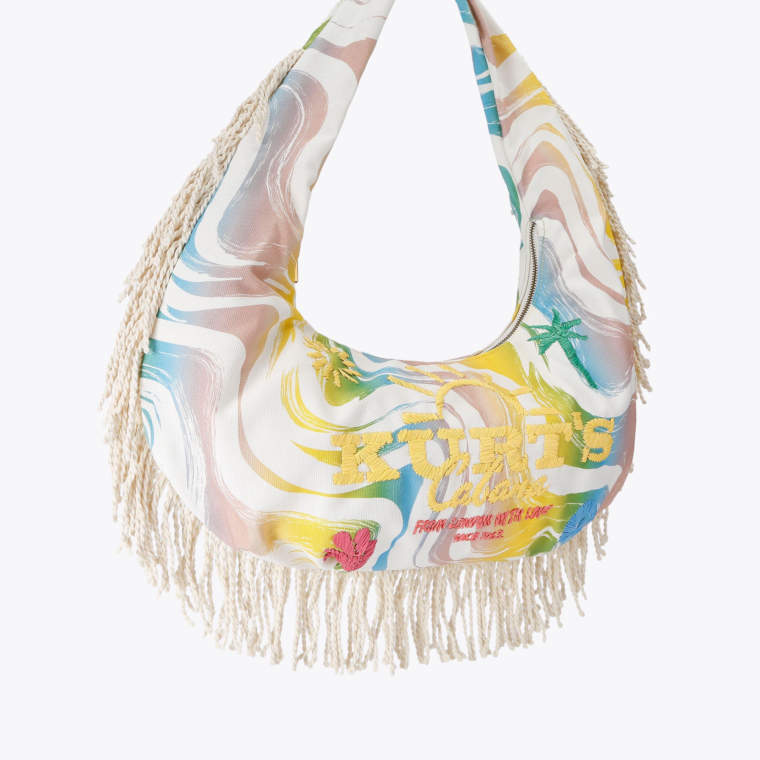KC LG HOBO FRINGE Fabric Fringe Large Hobo Bag by Kurt Geiger London