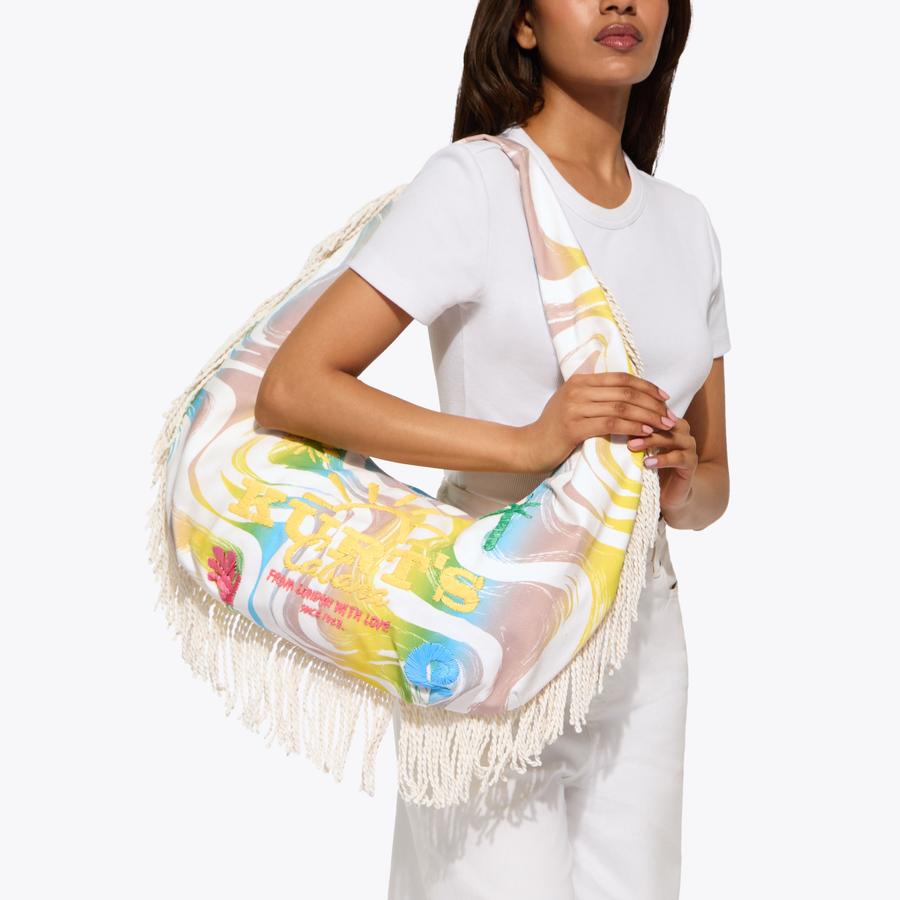 KC LG HOBO FRINGE Fabric Fringe Large Hobo Bag by Kurt Geiger London