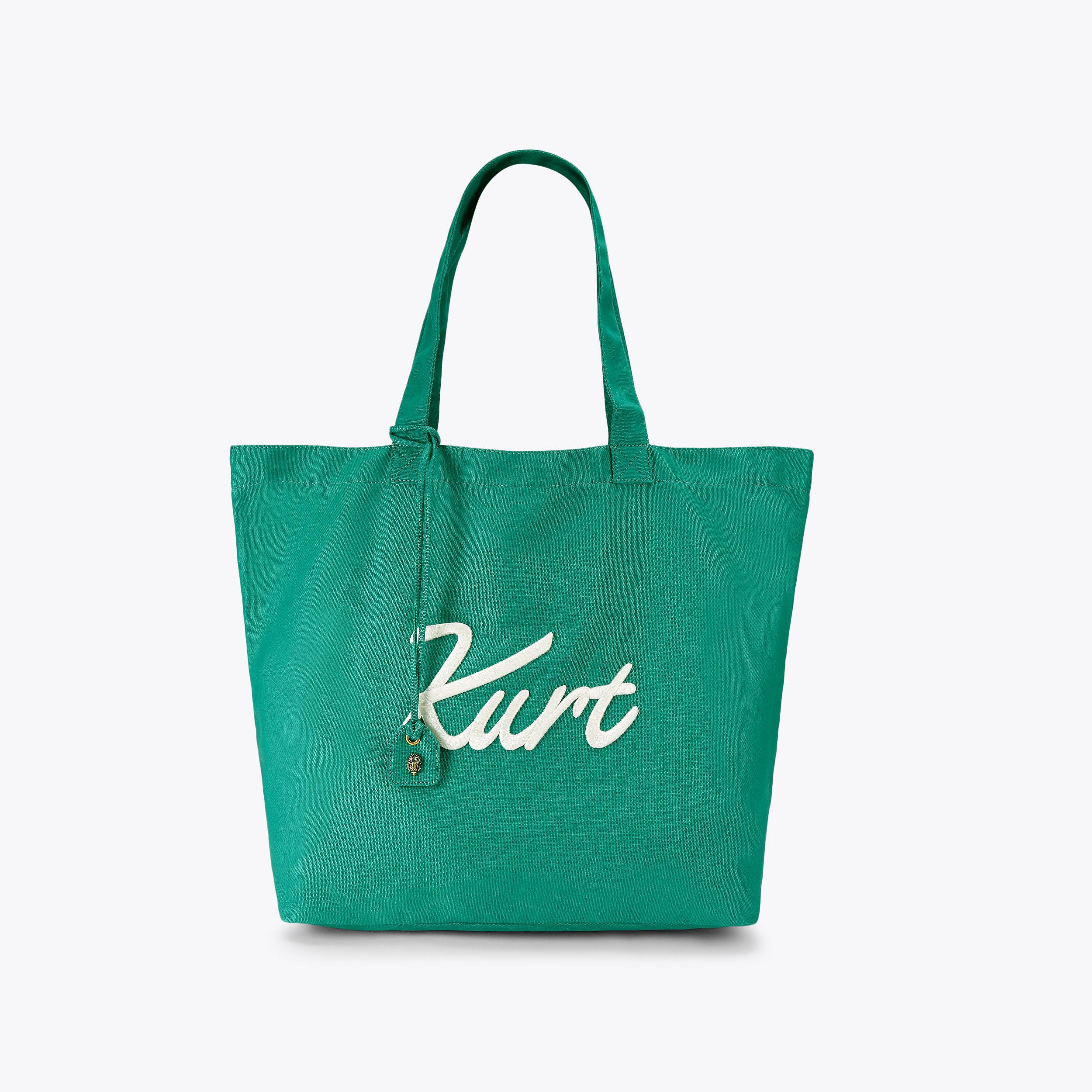バッグ L'Appartement CANVAS SHOPPERS BAG KC KURT LG SHOPPER Green Canvas Tote Bag by Kurt Geiger London