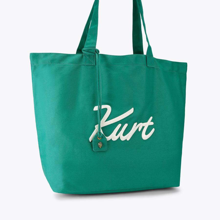 KC KURT LG SHOPPER Green Canvas Tote Bag by Kurt Geiger London