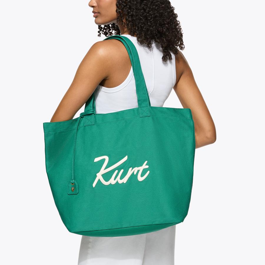 KC KURT LG SHOPPER Green Canvas Tote Bag by Kurt Geiger London