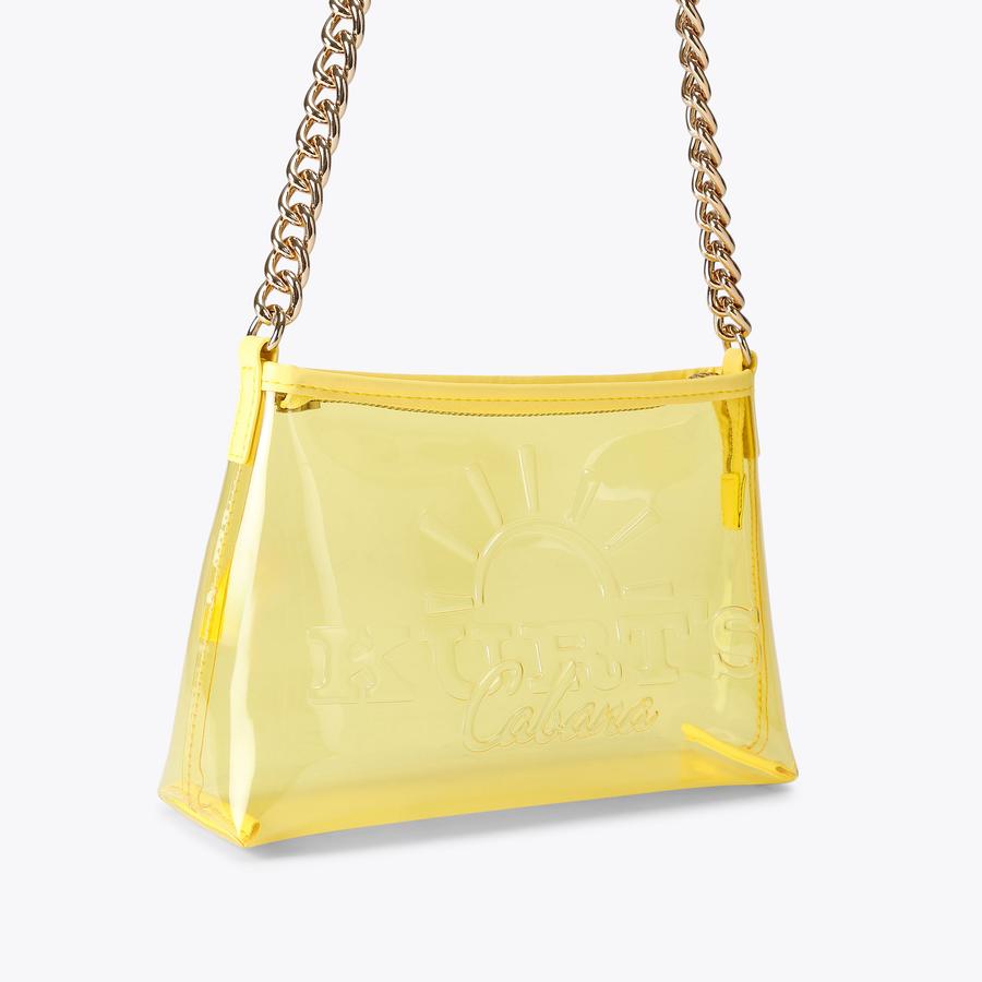 KC SM SHOULDER BAG Yellow Vinyl Shoulder Bag by Kurt Geiger London