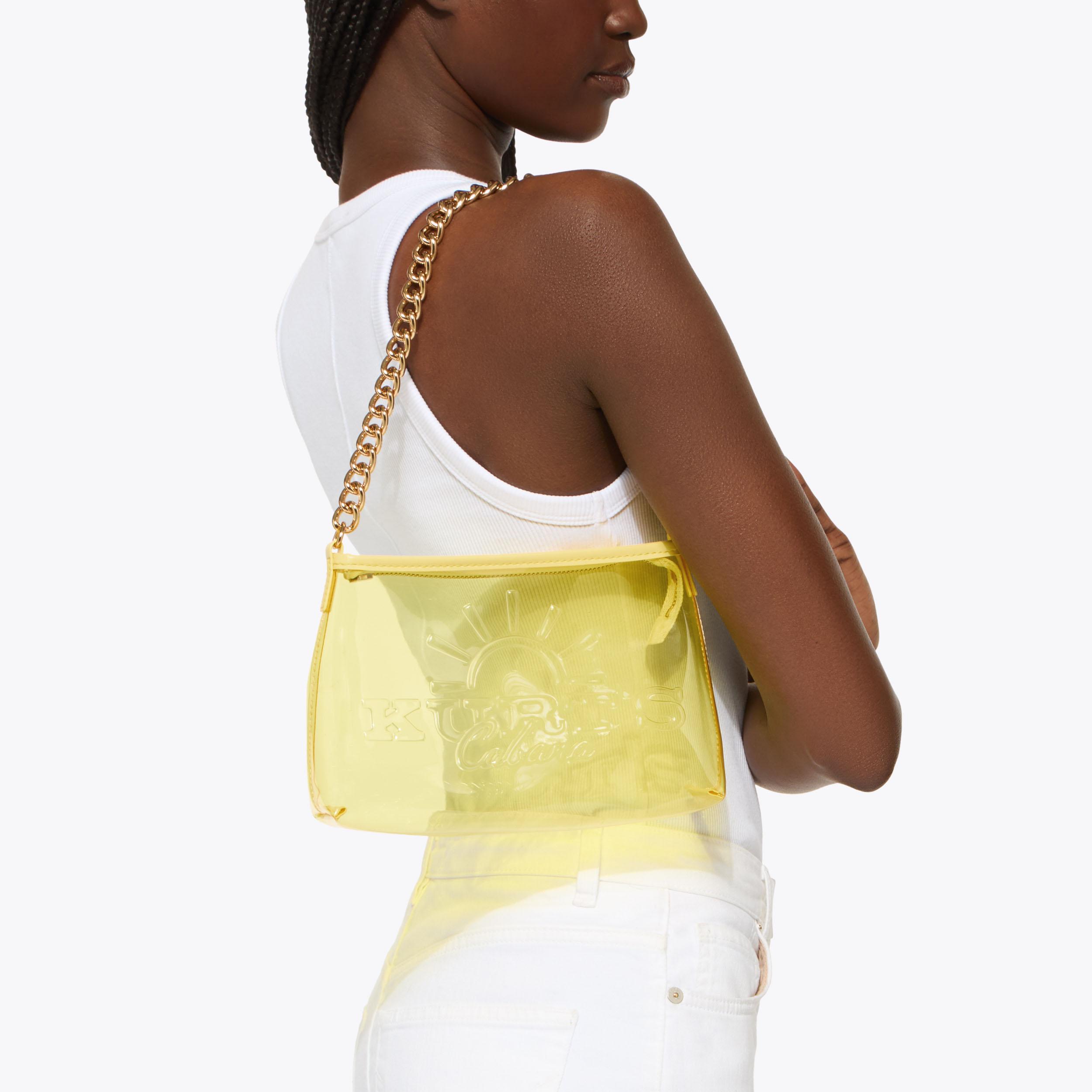KC SM SHOULDER BAG Yellow Vinyl Shoulder Bag by Kurt Geiger London