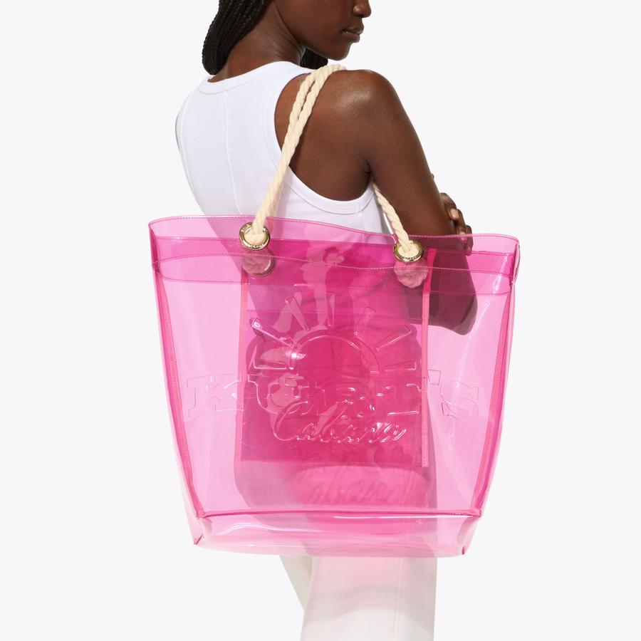 GOD ONLY KNOWS TOTE BAG ピンク KC VINYL LG TOTE Pink Vinyl Shoulder Tote Bag by Kurt Geiger London