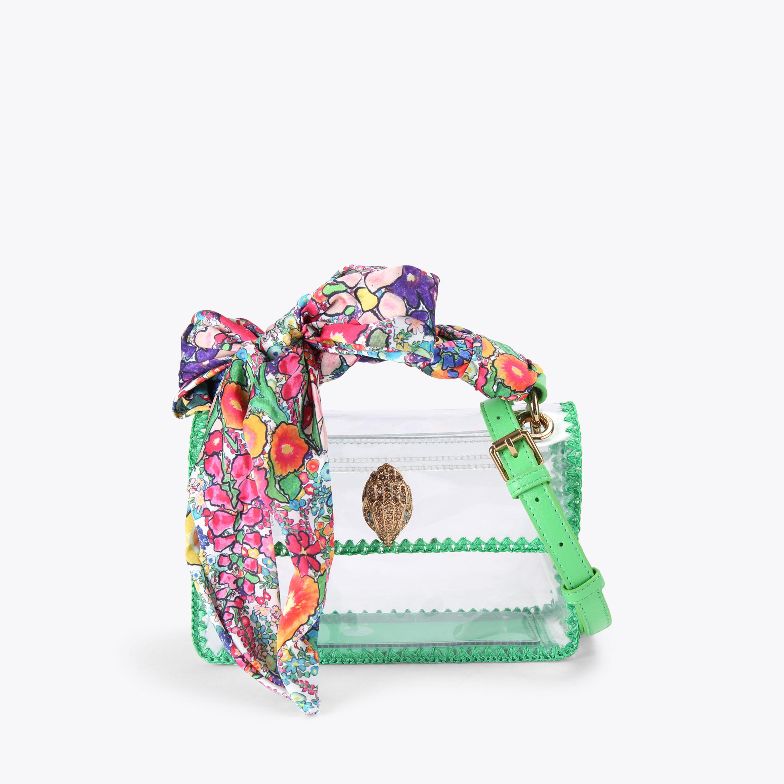VINYL MINI KENSINGTON Green Stitched Cross Body Bag by Kurt Geiger