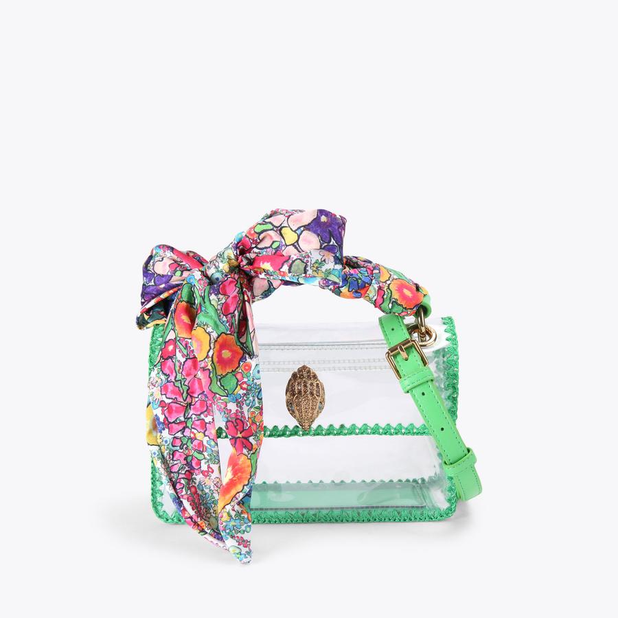 VINYL MINI KENSINGTON Green Stitched Cross Body Bag by Kurt Geiger