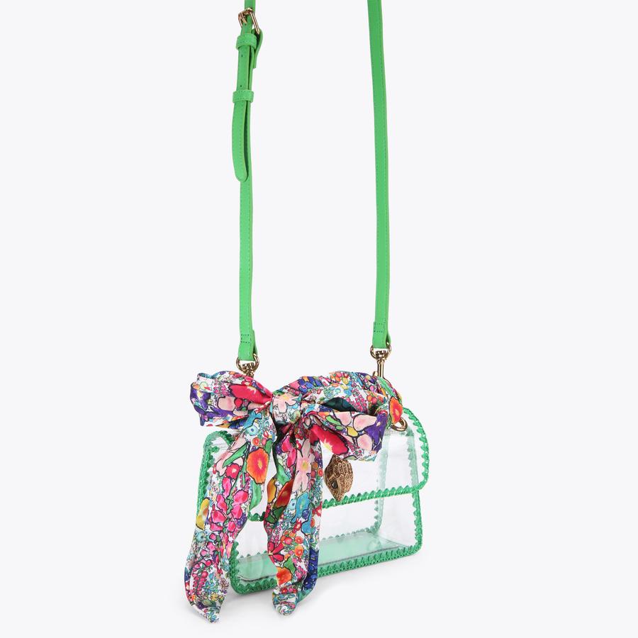 VINYL MINI KENSINGTON Green Stitched Cross Body Bag by Kurt Geiger