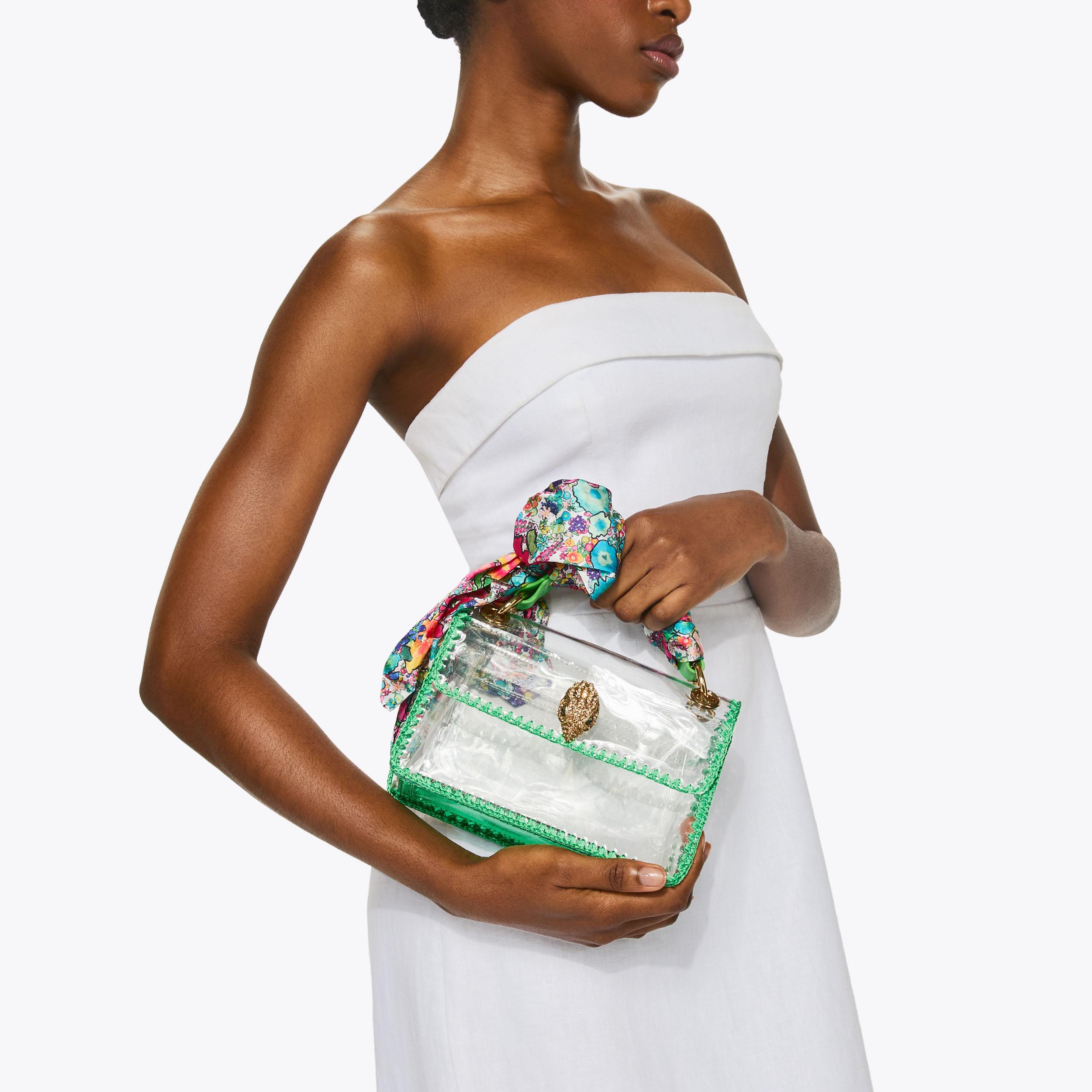 VINYL MINI KENSINGTON Green Stitched Cross Body Bag by Kurt Geiger