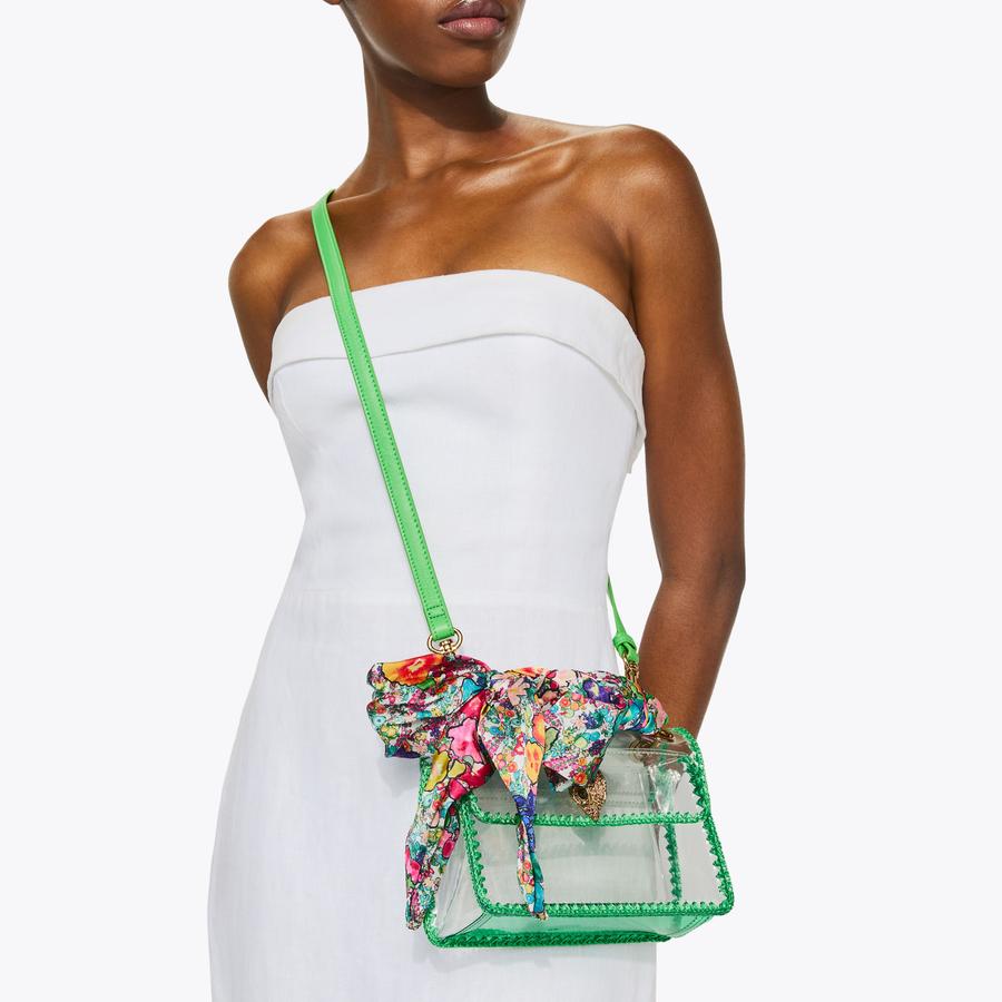 VINYL MINI KENSINGTON Green Stitched Cross Body Bag by Kurt Geiger