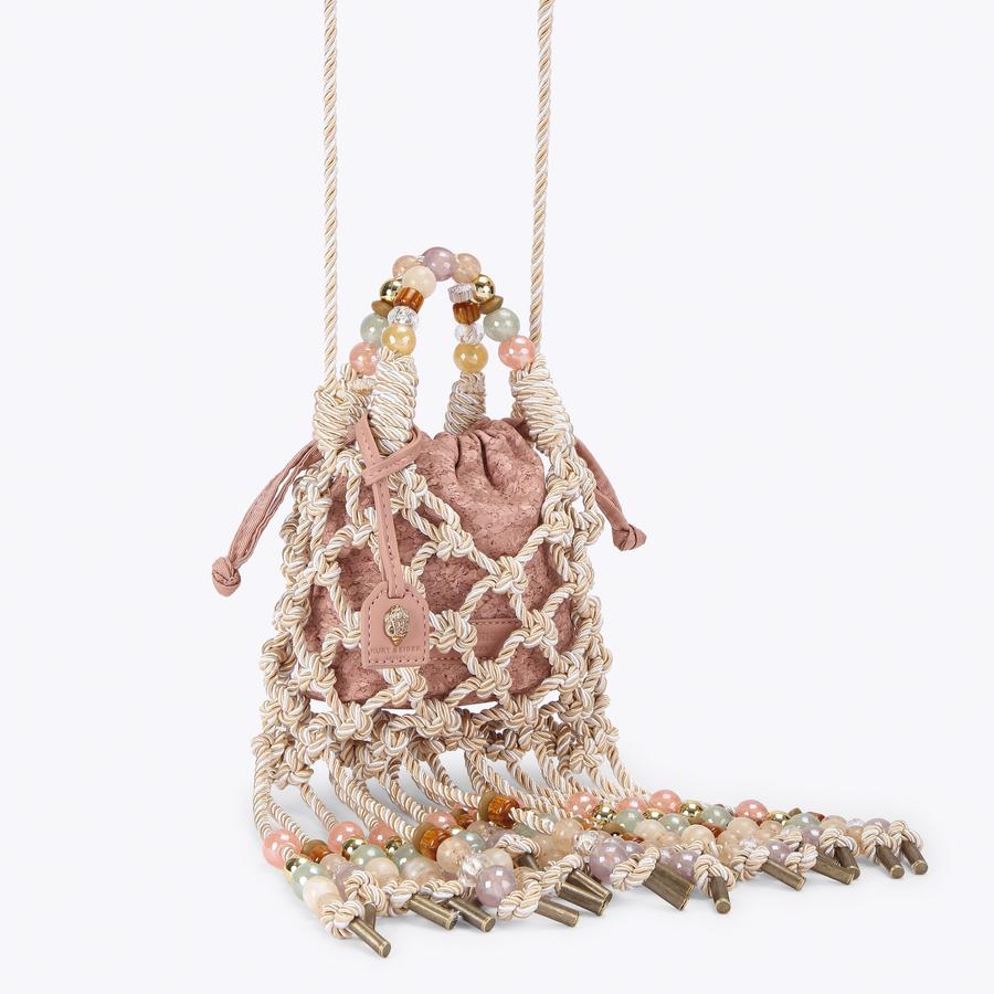 MINI MACRAME ROPE BAG Silver Gold Twisted Rope Bag by Kurt Geiger