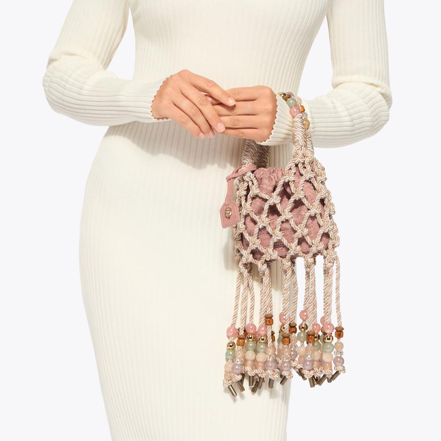MINI MACRAME ROPE BAG Silver Gold Twisted Rope Bag by Kurt Geiger