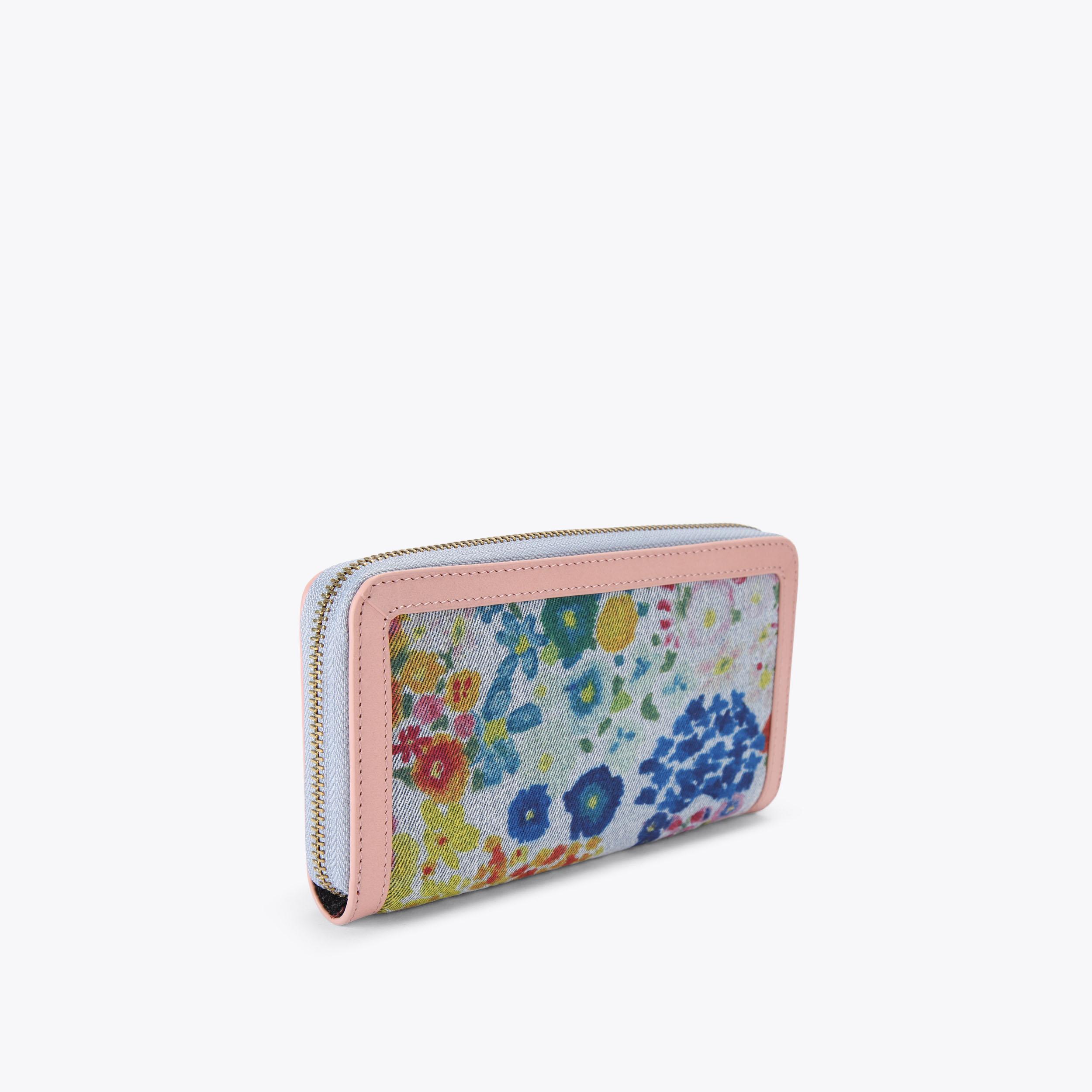 SHOREDITCH ZIP AROUND W Denim Watercolour Print Wallet by Kurt
