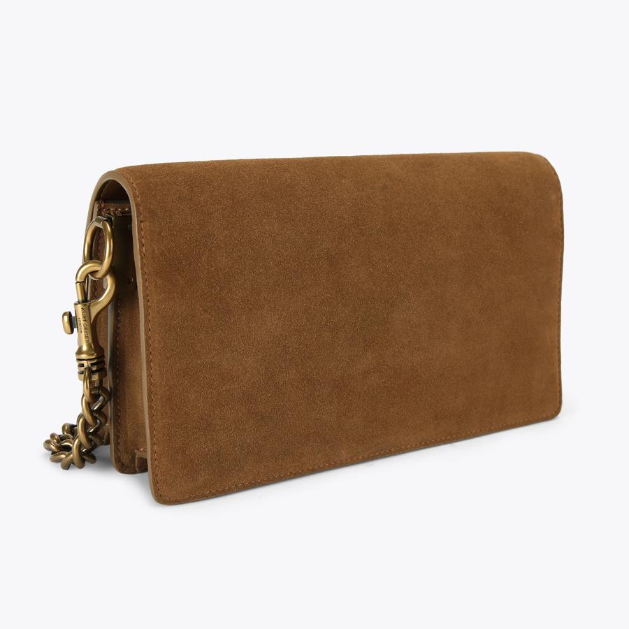 SHOREDITCH SOFT SH Tan Suede Leather Shoulder Bag by Kurt Geiger