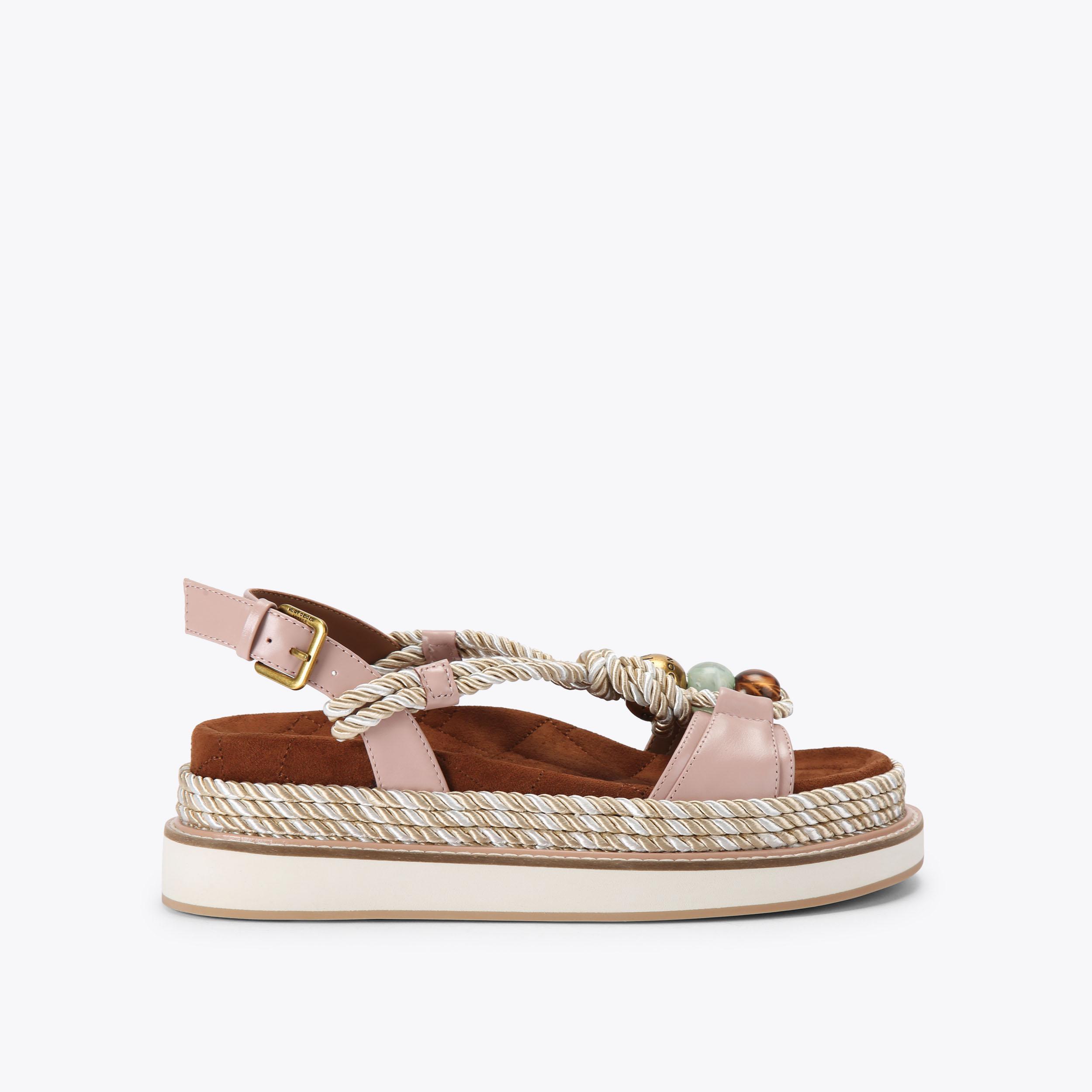 ORSON ROPE Pink Leather Rope Sandal by Kurt Geiger London