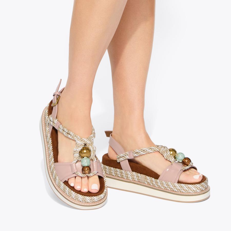 ORSON ROPE Pink Leather Rope Sandal by Kurt Geiger London