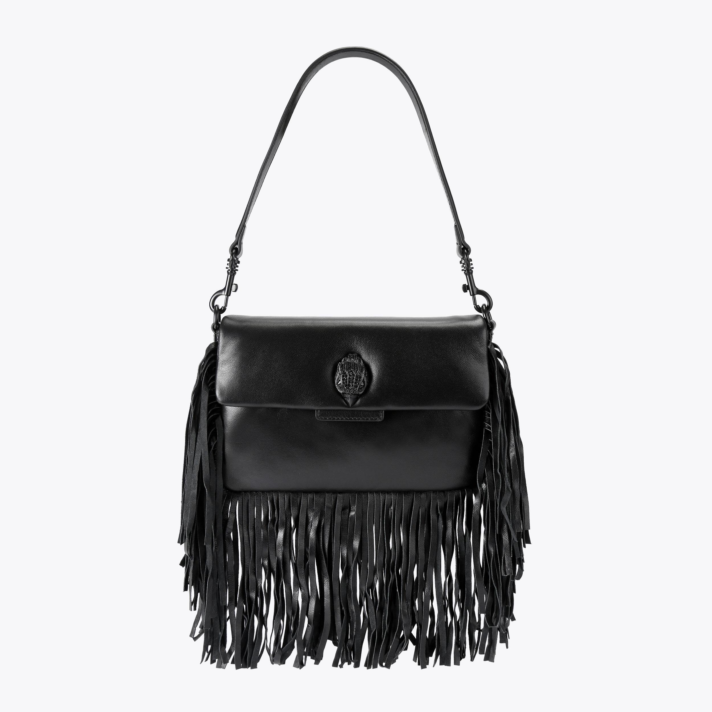 ミュージシャン PU Leather Fringe Shoulder GLASTO FRINGE SHOULDER DR Black Leather Fringe Shoulder Bag by