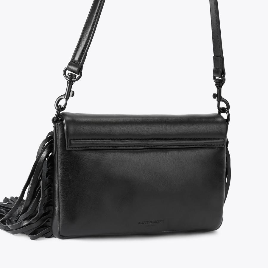 GLASTO FRINGE SHOULDER DR Black Leather Fringe Shoulder Bag by