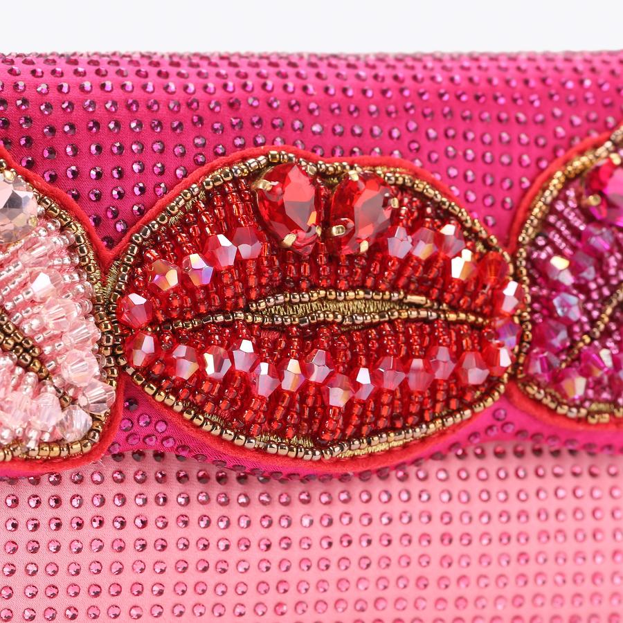 バッグ TENDER PERSON 20SS CORAL SHOULDER BAG PICKLE SHOULDER KISS Pink Satin Crystal Shoulder Bag by Kurt