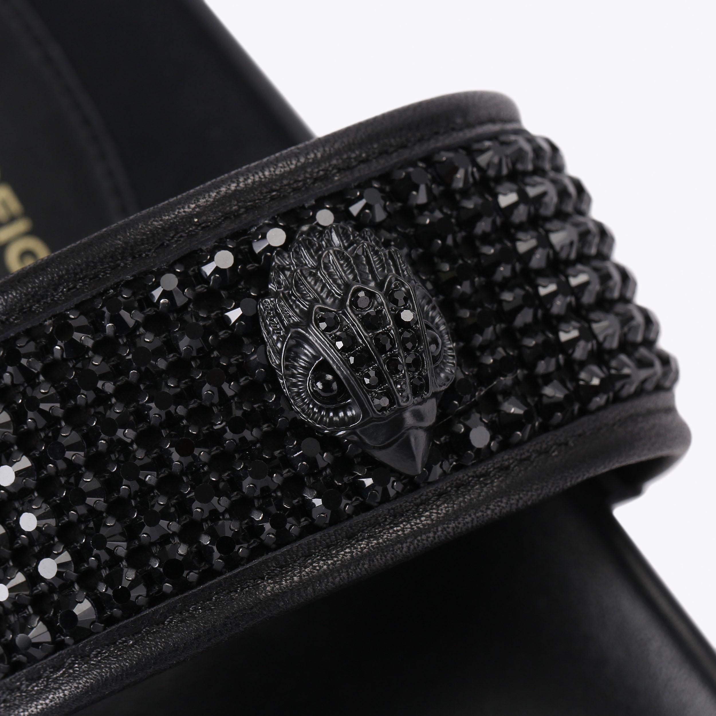 MESH TOE THONG SANDAL Black Crystal Slip On Sandal by Kurt Geiger