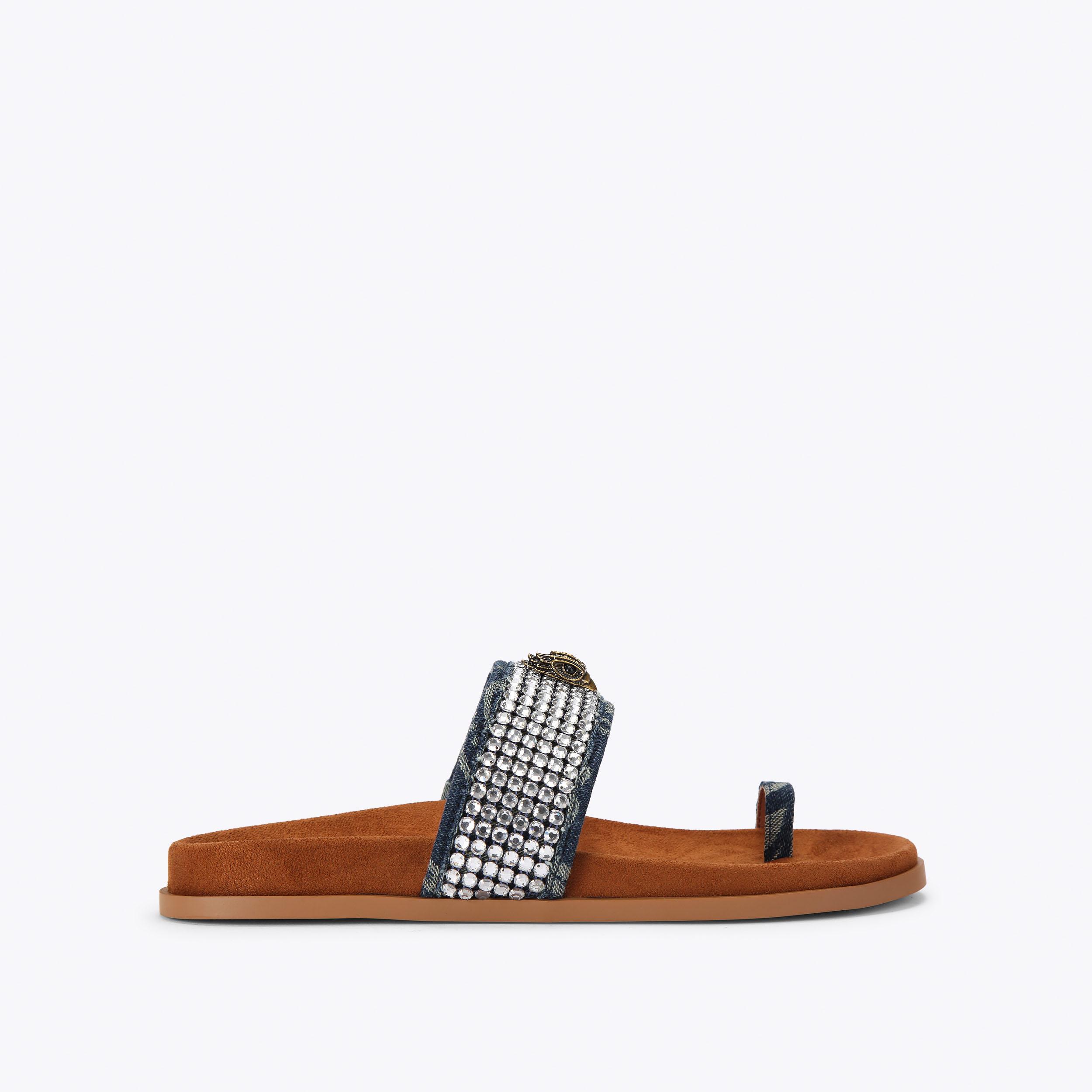MESH TOE THONG SANDAL Crystal Black Sandal by Kurt Geiger London