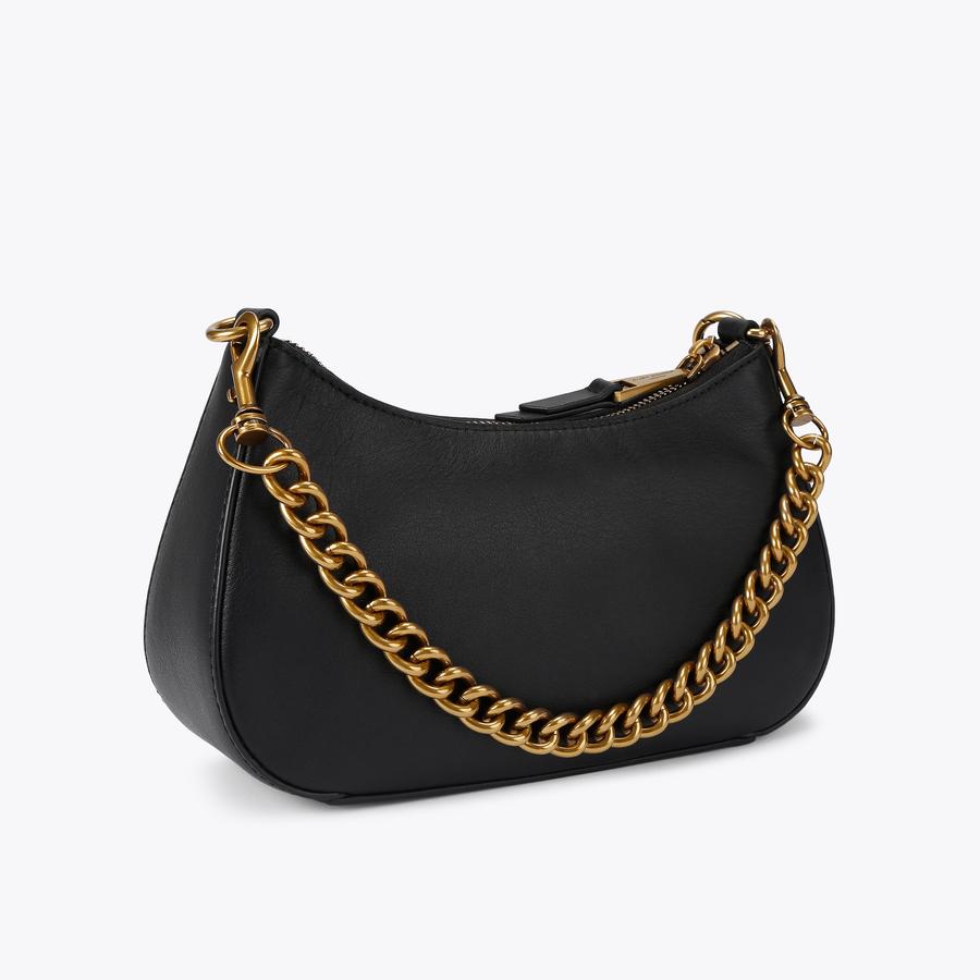 LONDON HOBO XBODY Black Leather Hobo Bag by Kurt Geiger London