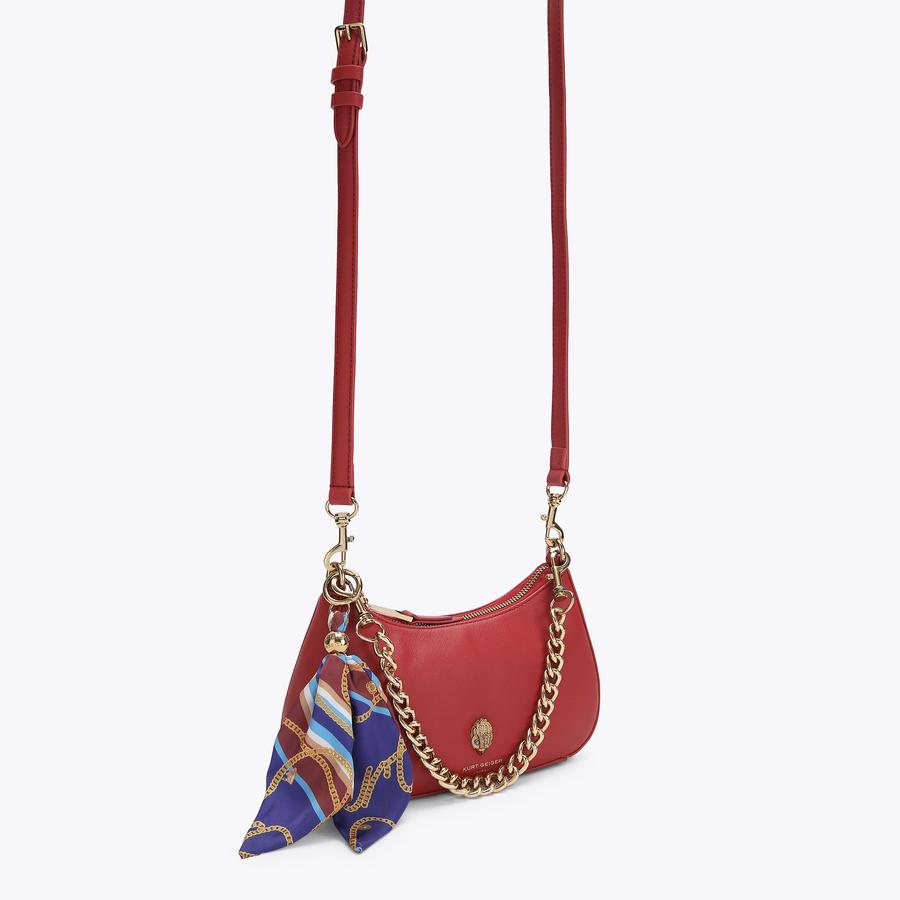 LONDON HOBO XBODY Red Leather Shoulder Bag by Kurt Geiger London