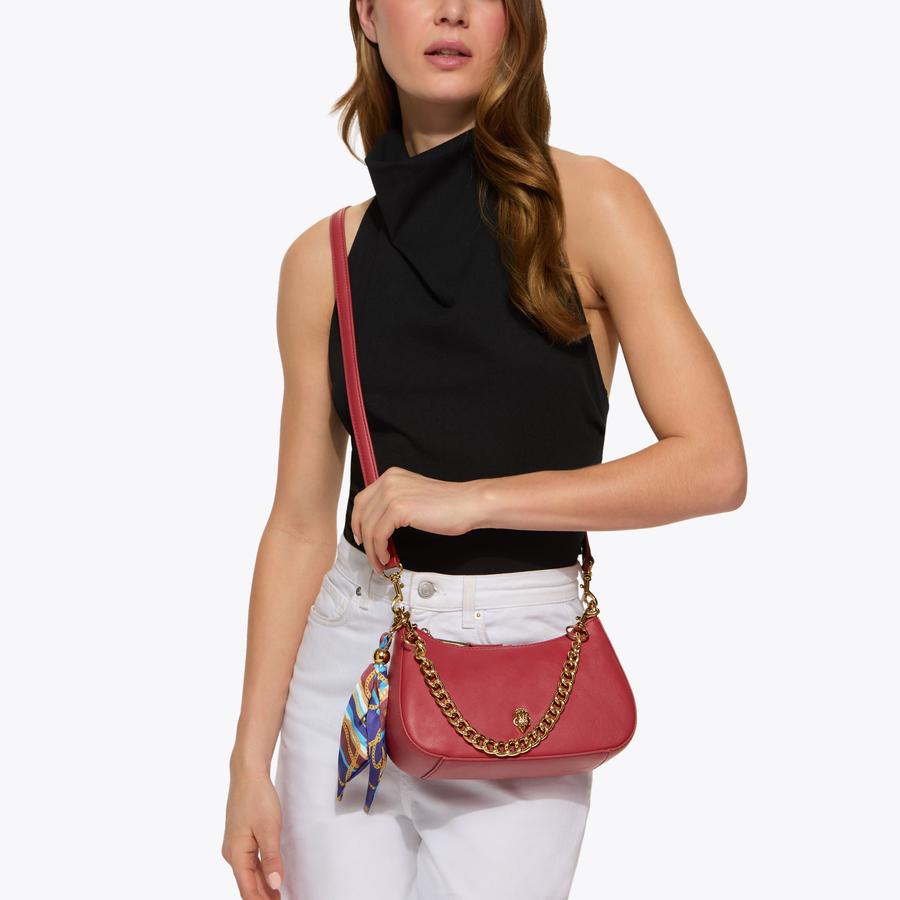 LONDON HOBO XBODY Red Leather Shoulder Bag by Kurt Geiger London