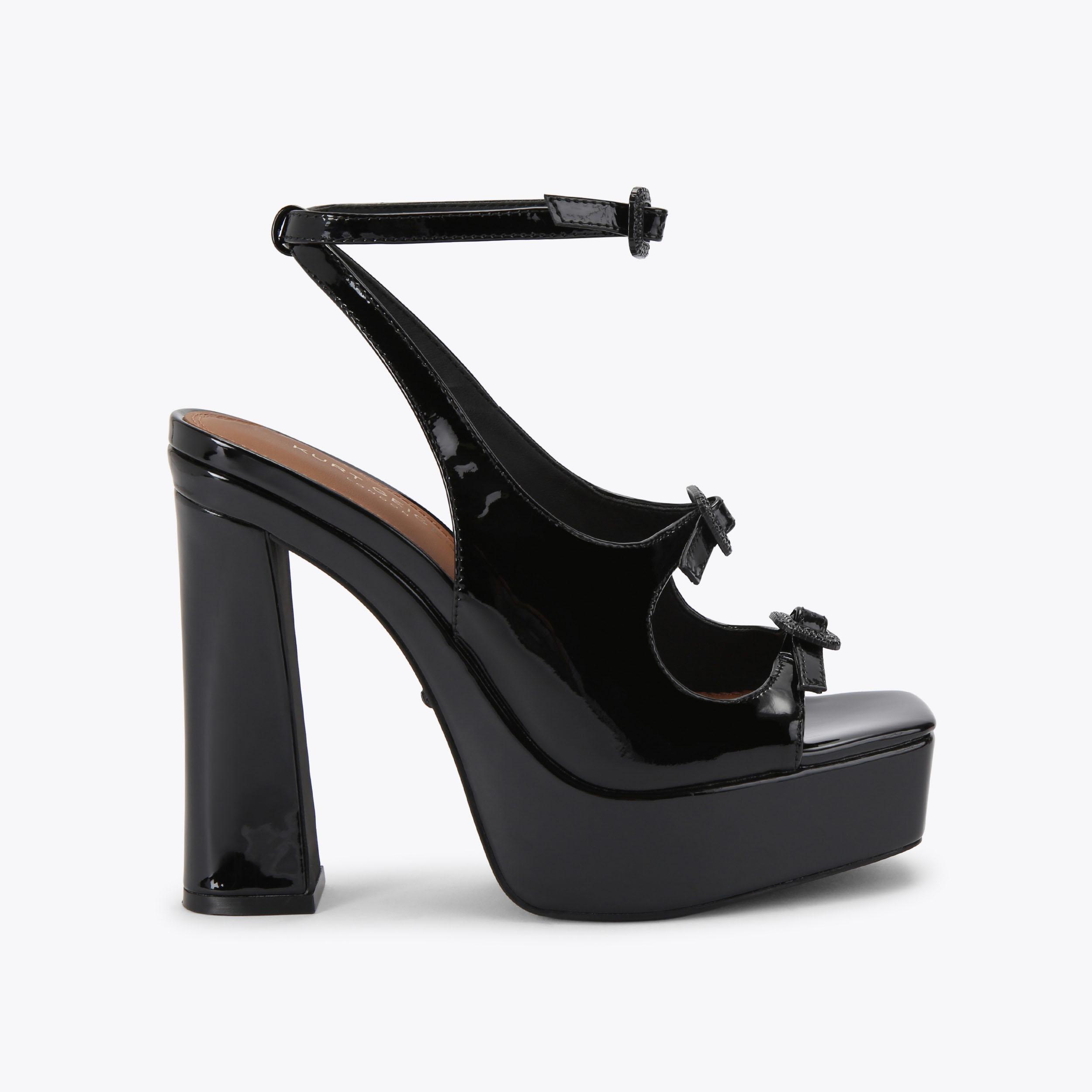 3 BUCKLE PLATFORM SDL Black Platform Sandals by Kurt Geiger London