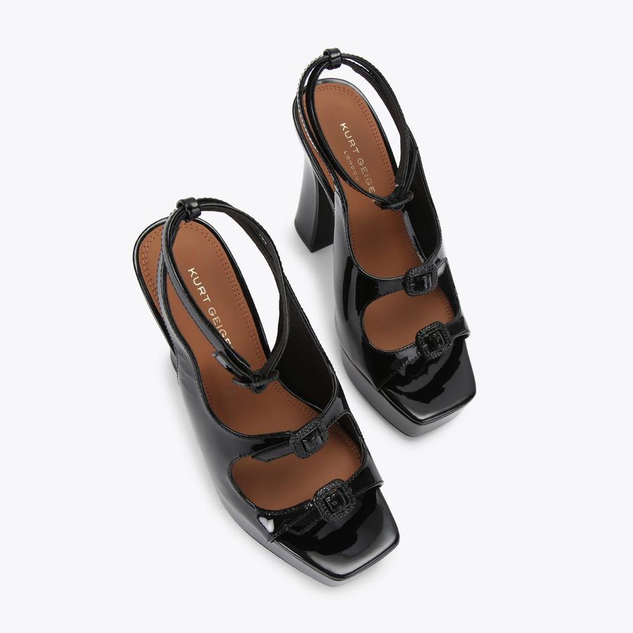 3 BUCKLE PLATFORM SDL Black Platform Sandals by Kurt Geiger London