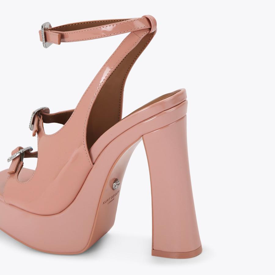 3 BUCKLE PLATFORM SDL Blush Patent Leather Platform Sandal by Kurt