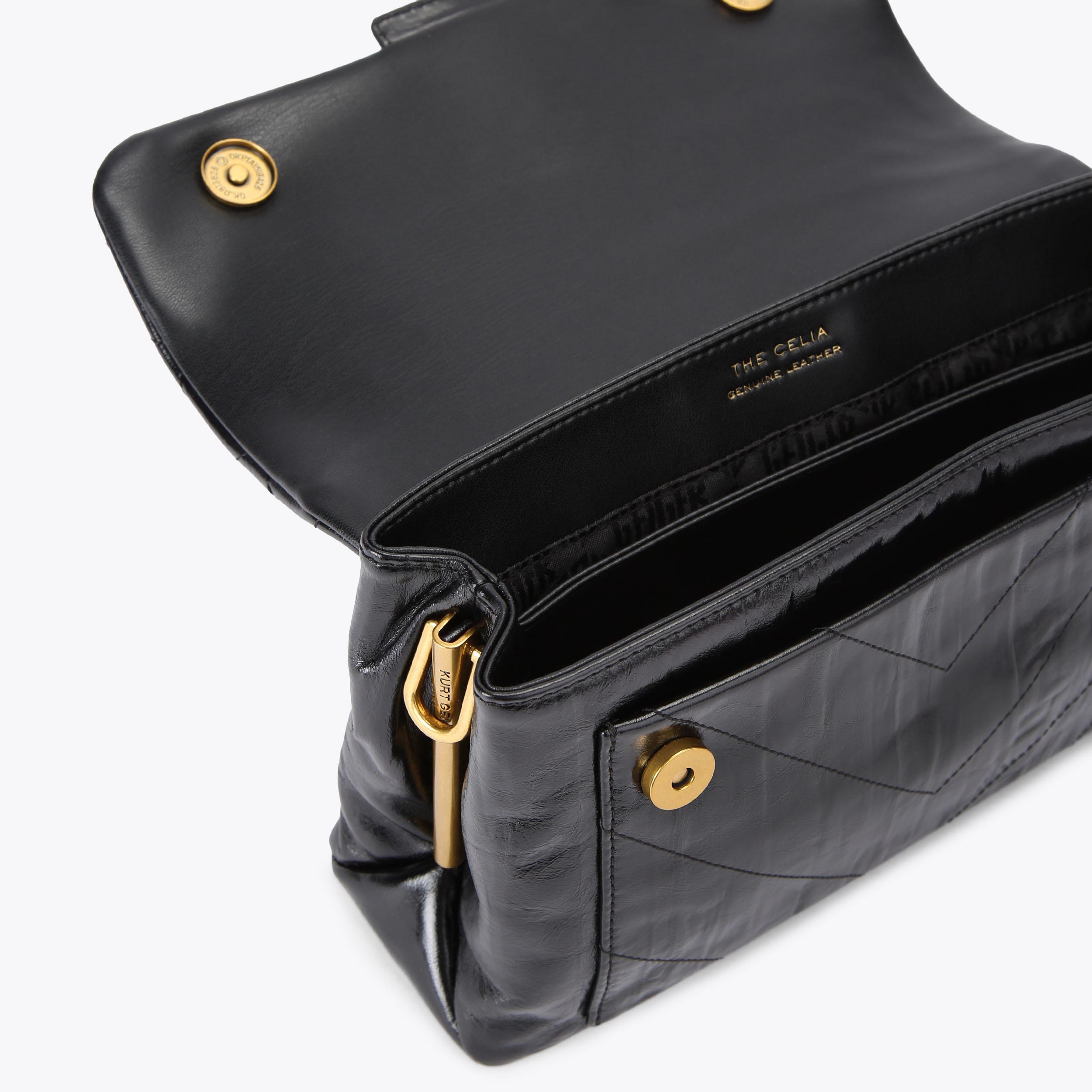 KENSINGTON XBODY Black Leather Shoulder Bag by Kurt Geiger London