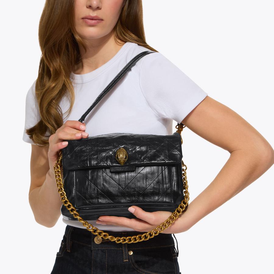 KENSINGTON XBODY Black Leather Shoulder Bag by Kurt Geiger London