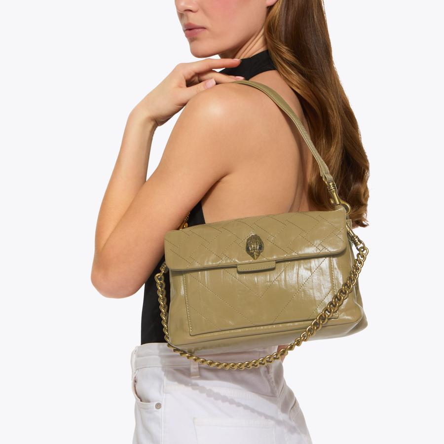 KENSINGTON XBODY Beige Leather Shoulder Bag by Kurt Geiger London