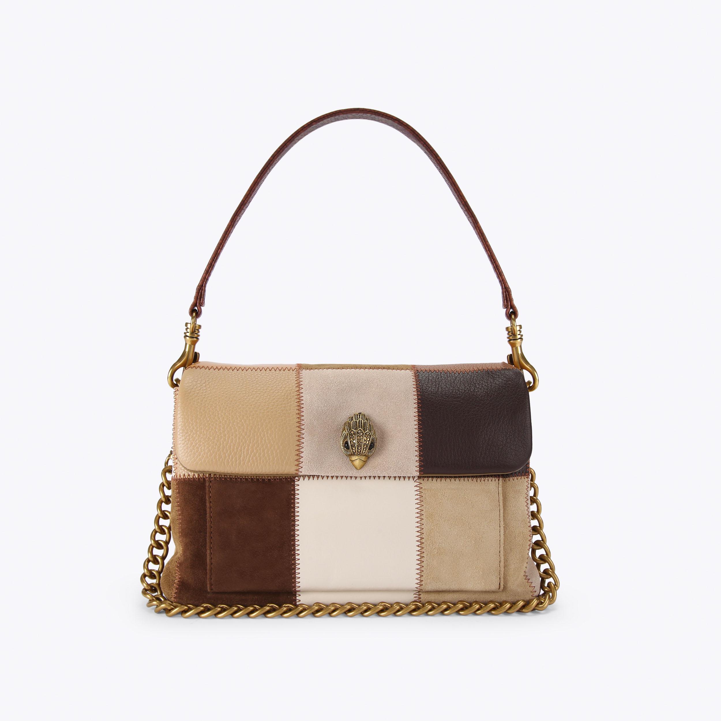 CELIA SHOULDER BAG Beige Suede Shoulder Bag by Kurt Geiger London
