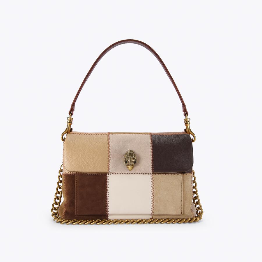 CELIA SHOULDER BAG Beige Suede Shoulder Bag by Kurt Geiger London