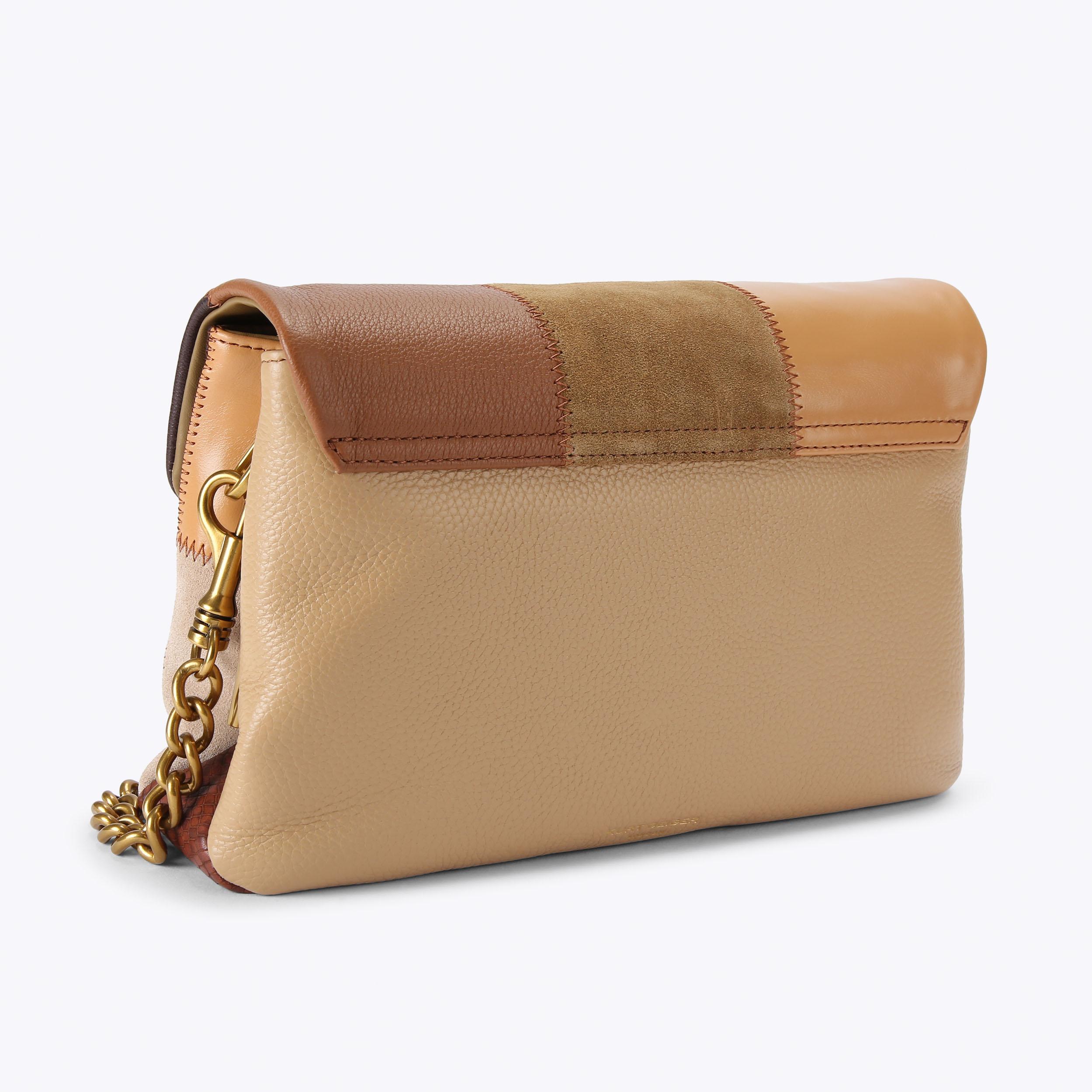 CELIA SHOULDER BAG Beige Suede Shoulder Bag by Kurt Geiger London