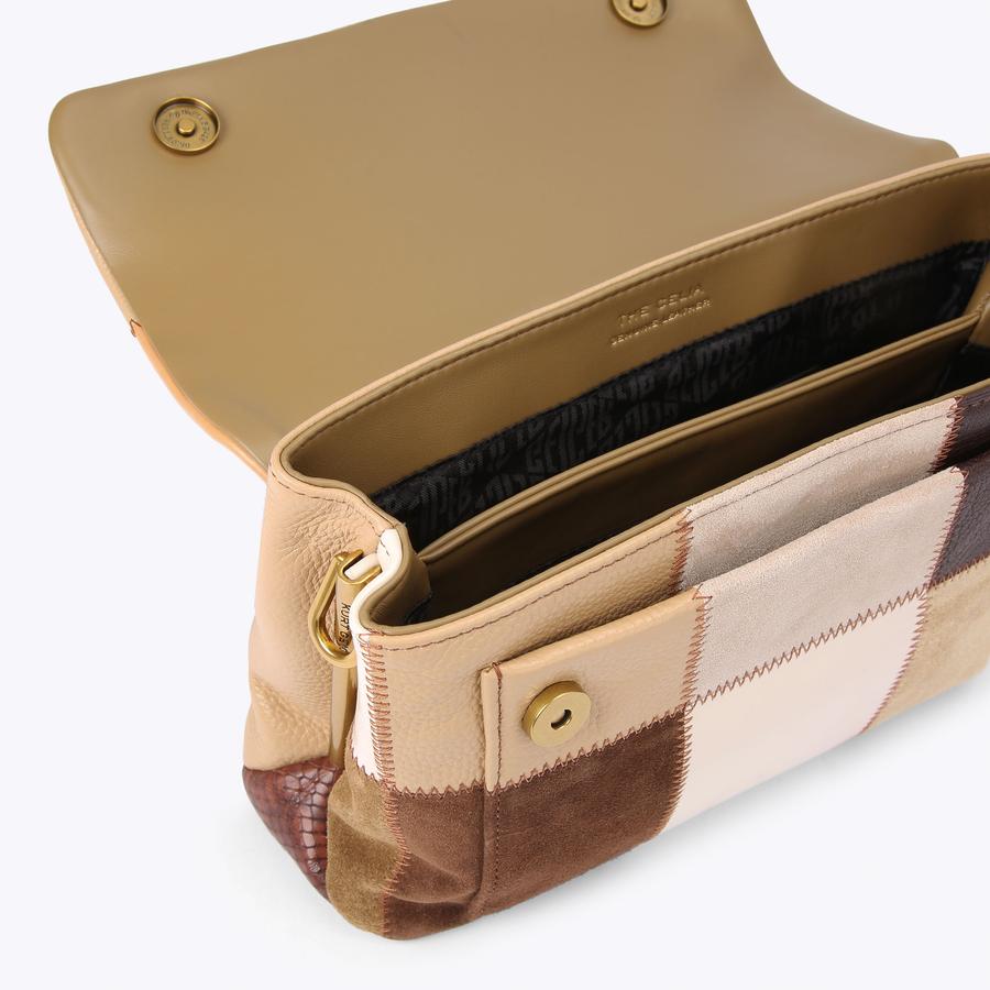 CELIA SHOULDER BAG Beige Suede Shoulder Bag by Kurt Geiger London