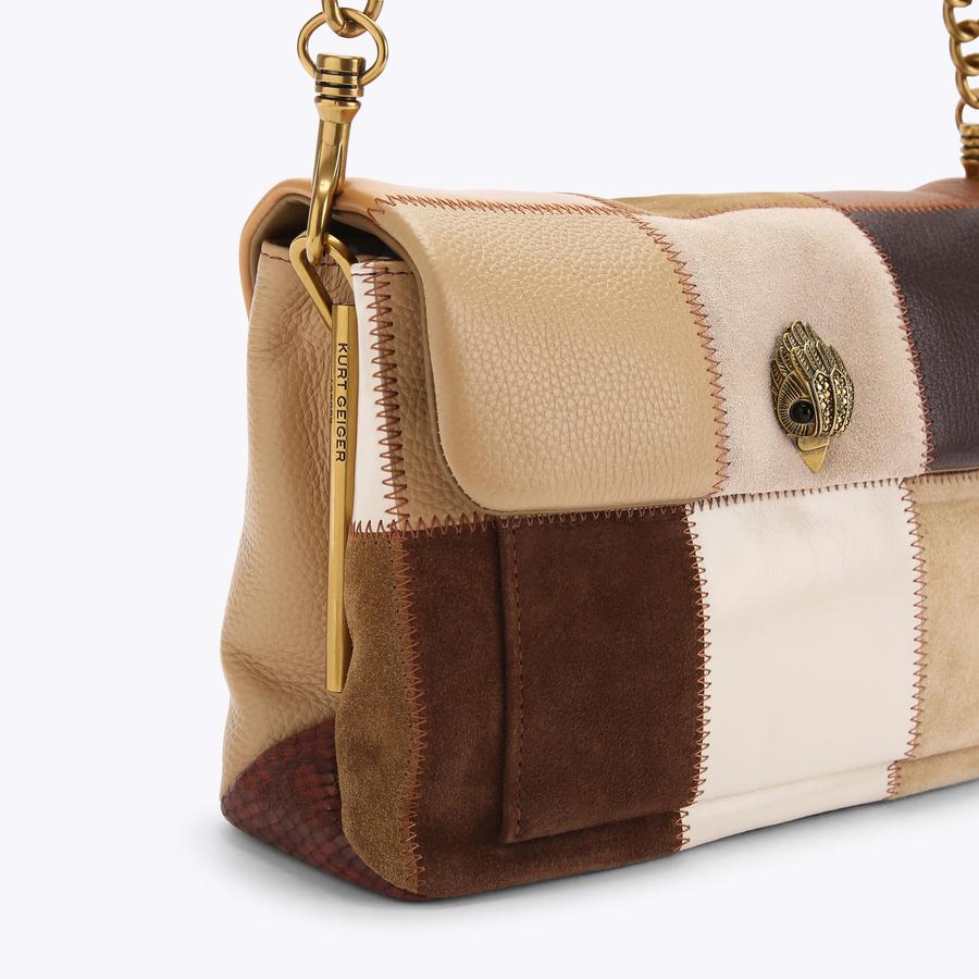 CELIA SHOULDER BAG Beige Suede Shoulder Bag by Kurt Geiger London