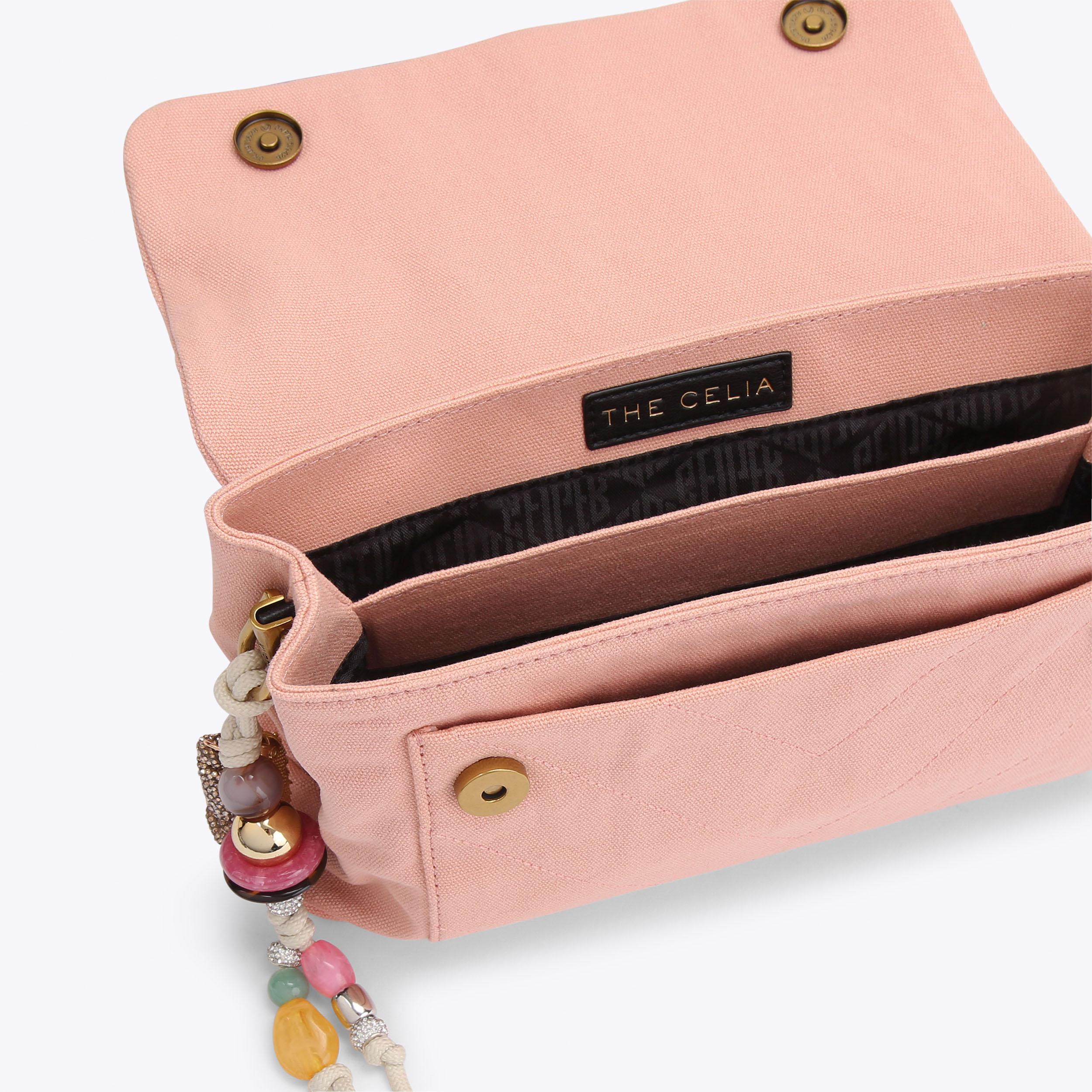 KENSINGTON XBODY Pale Pink Canvas Shoulder Bag by Kurt Geiger London