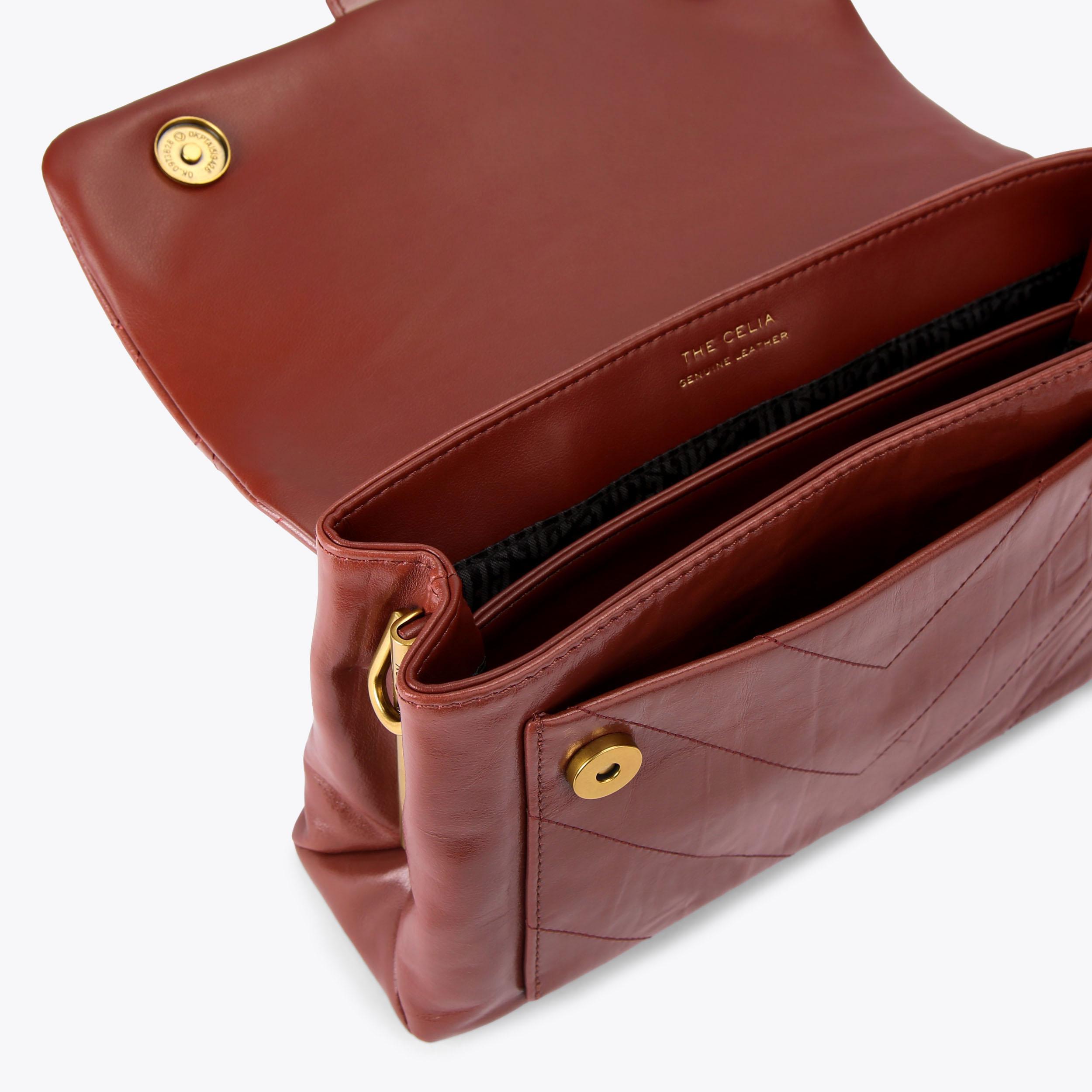 KENSINGTON XBODY Wine Crinkled Shoulder Bag by Kurt Geiger London