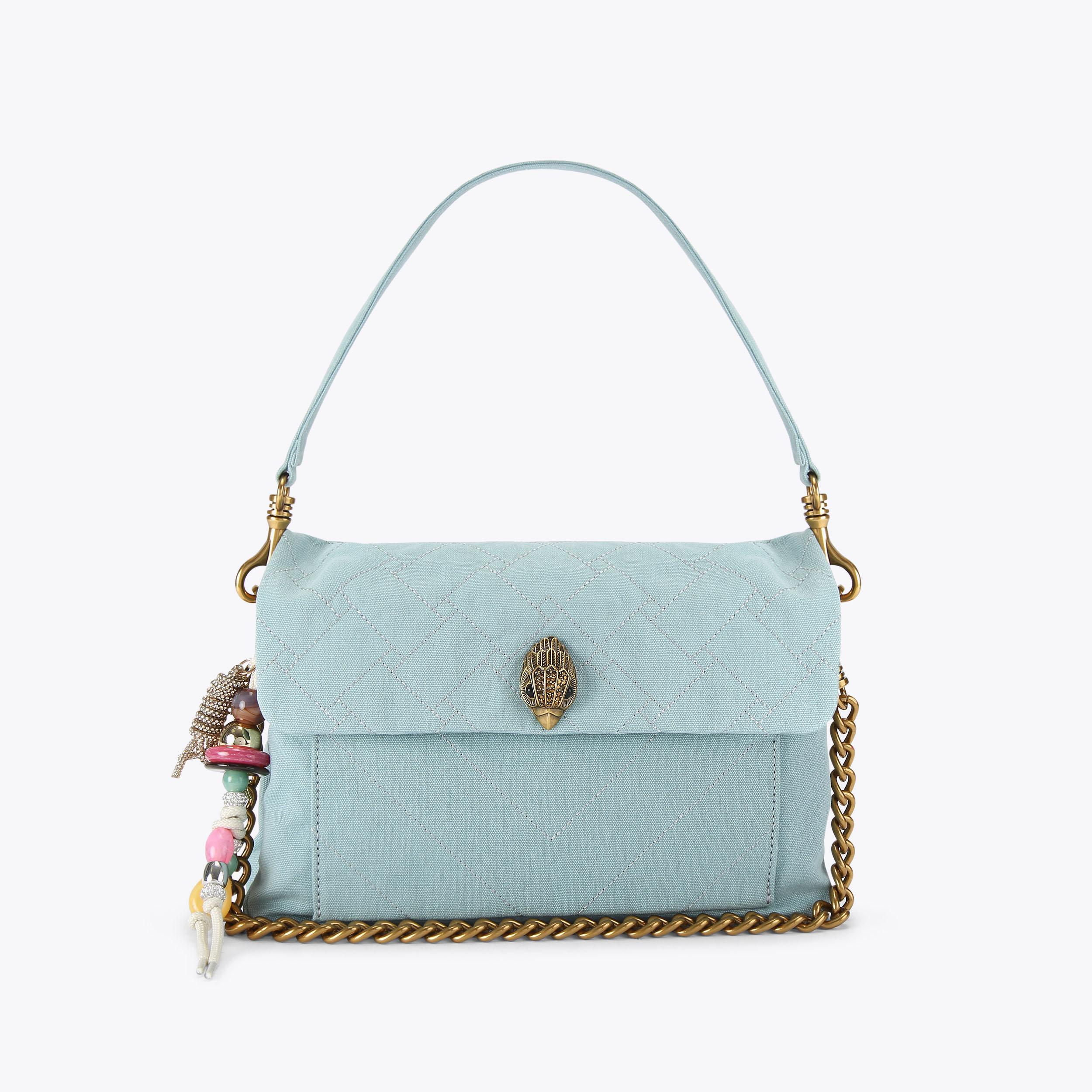 KENSINGTON XBODY Pale Blue Canvas Shoulder Bag by Kurt Geiger London