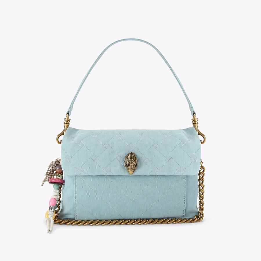 KENSINGTON XBODY Pale Blue Canvas Shoulder Bag by Kurt Geiger London