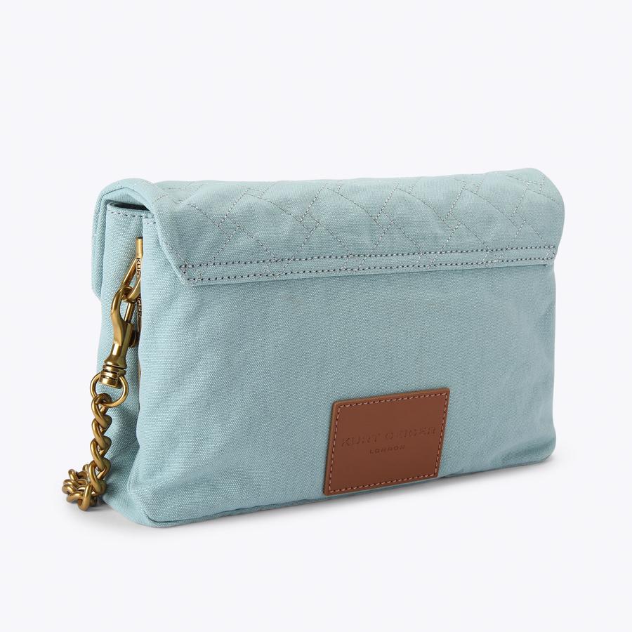 KENSINGTON XBODY Pale Blue Canvas Shoulder Bag by Kurt Geiger London