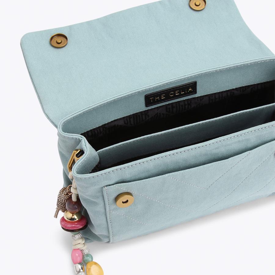 KENSINGTON XBODY Pale Blue Canvas Shoulder Bag by Kurt Geiger London