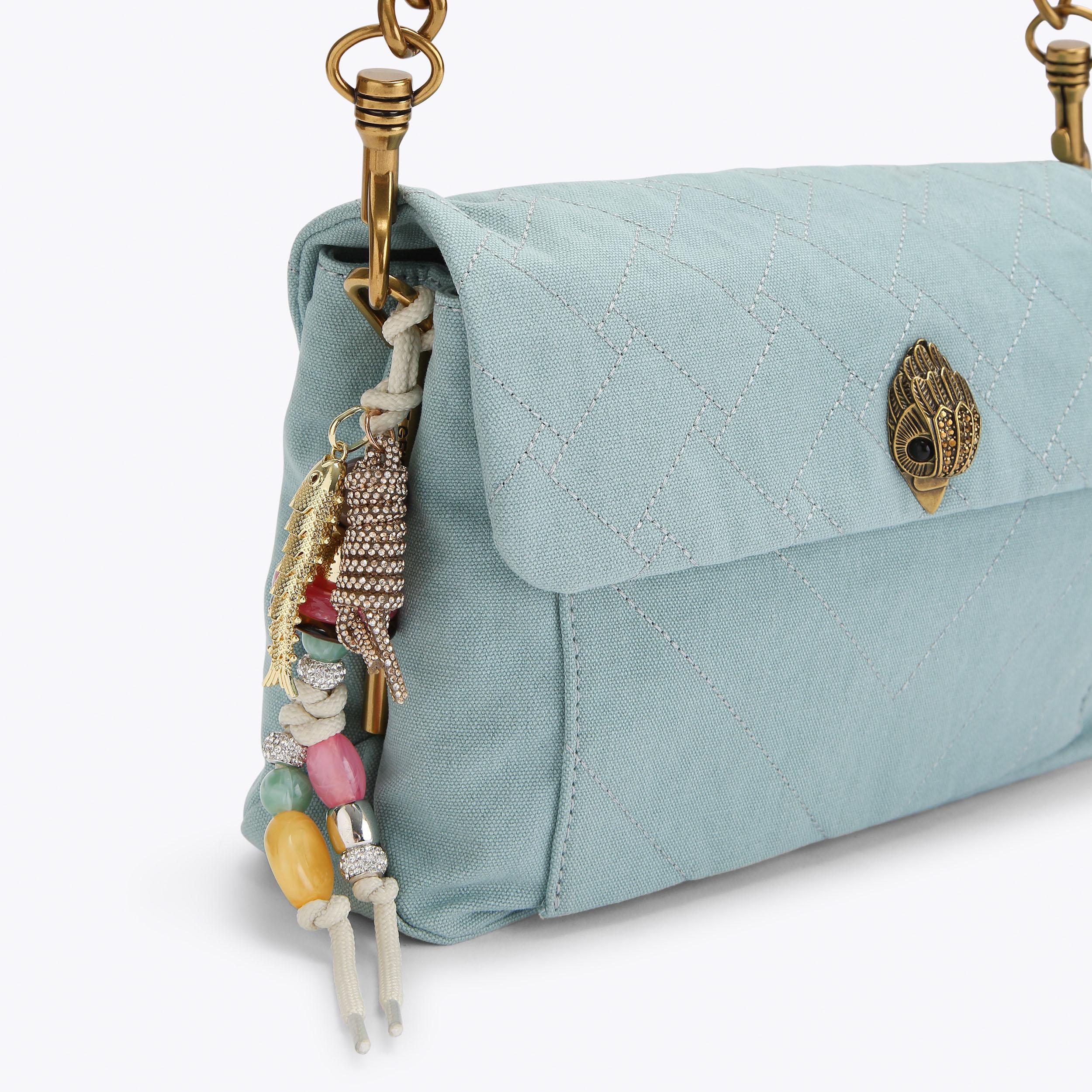 KENSINGTON XBODY Pale Blue Canvas Shoulder Bag by Kurt Geiger London