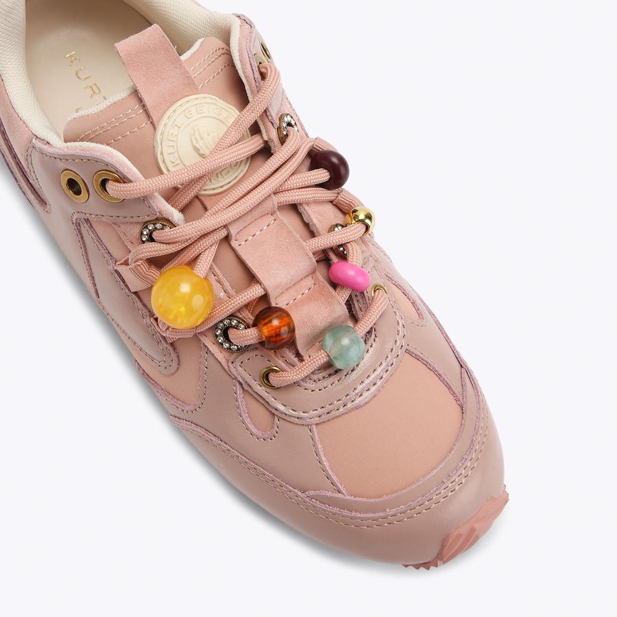 KURT BEAD SLIM RUNNER Peach Leather Suede Kurt Slim Runner by Kurt